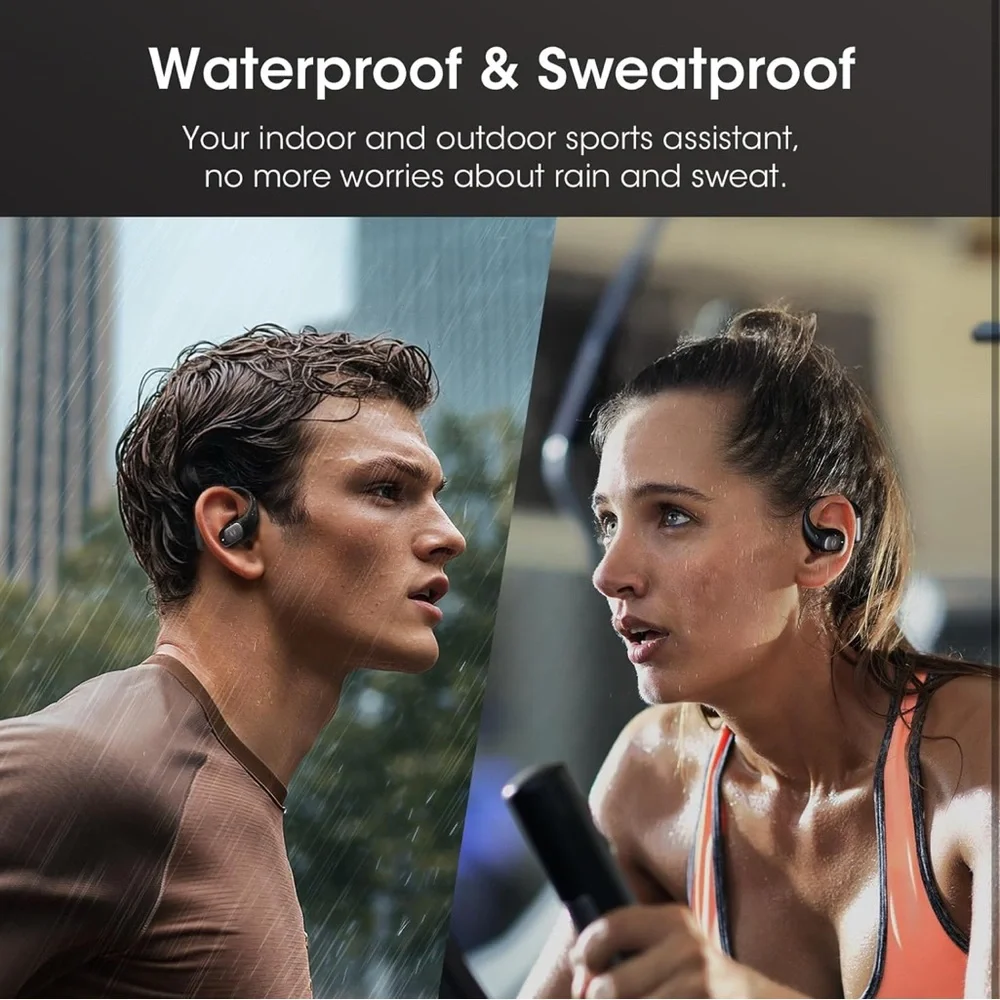 NEW Bluetooth 5.4 Wireless Open Ear Earbuds with Earhook, 3 EQ Modes, 48H Play